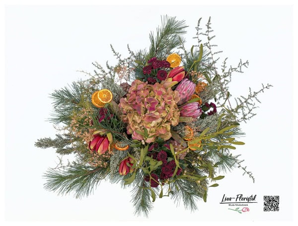 Blumenstrauß mit Protea, Hortensie, Amaryllis im Detail